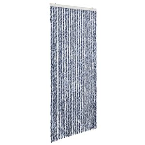 vidaXL Cortina mosquitera chenilla azul blanco y plateado 90x220 cm