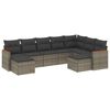 vidaXL Set de muebles de jard&iacute;n 9 pzas y cojines rat&aacute;n sint&eacute;tico gris
