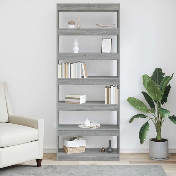 vidaXL Librer&iacute;a Gris Sonoma 80 x 30 x 198 cm Madera de ingenier&iacute;a