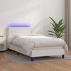 vidaXL Cama box spring y colch&oacute;n LED cuero sint&eacute;tico blanco 90x190 cm