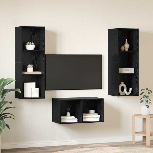 vidaXL Conjunto de mueble de TV Roble Negro 37 x 37 x 107 cm
