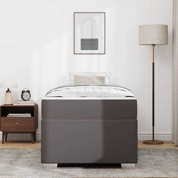 vidaXL Estructura de cama con colch&oacute;n Gris 90 x 200 cm tela