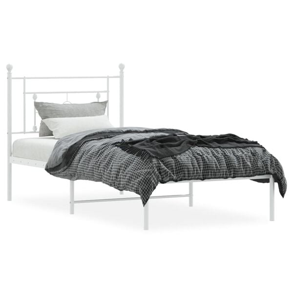 vidaXL Estructura cama sin colchón con cabecero metal blanco 90x200 cm