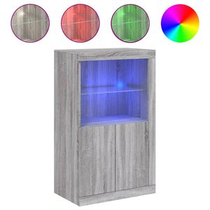 vidaXL Aparador con luces LED madera de ingenier&iacute;a gris Sonoma
