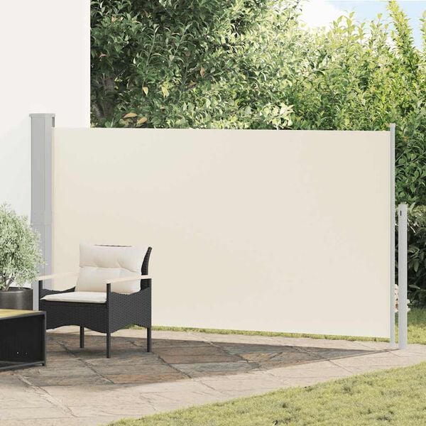 vidaXL Toldo lateral retr&aacute;ctil de jard&iacute;n color crema 170x300 cm