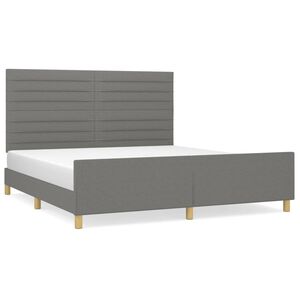 vidaXL Cama sin colch&oacute;n de tela gris oscuro 180x200 cm