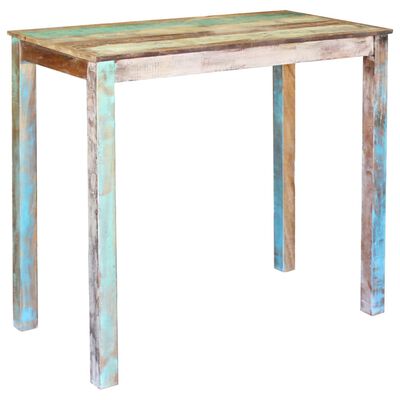 vidaXL Muebles de bar 5 piezas madera maciza reciclada cuero auténtico