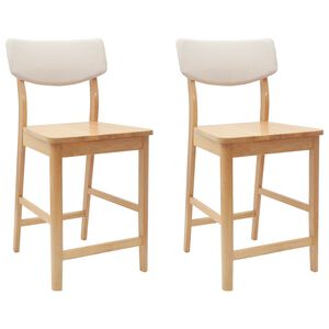 vidaXL Sillas de comedor 2 uds. Madera de Caucho S&oacute;lido Natural