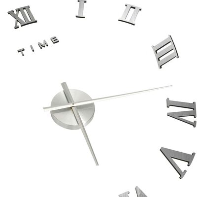 vidaXL Reloj 3D de pared con diseño moderno plateado 100 cm XXL