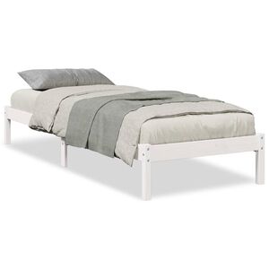 vidaXL Cama extralarga sin colch&oacute;n madera maciza pino blanca 90x220 cm