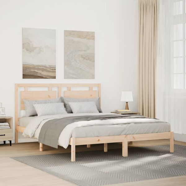 vidaXL Cama extralarga sin colch&oacute;n madera maciza 140x210 cm