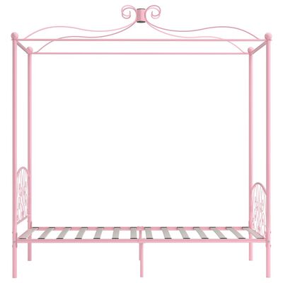 vidaXL Estructura de cama con dosel metal rosa 90x200 cm