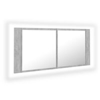 vidaXL Armario espejo baño luz LED acrílico gris hormigón 100x12x45 cm
