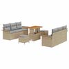 vidaXL Conjunto de sof&aacute;s de jard&iacute;n 9 uds. Beige rat&aacute;n sint&eacute;tico