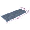 vidaXL Alfombrilla autoadhesiva escalera sisal 15 uds azul 65x21x4 cm