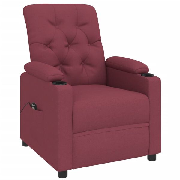 vidaXL Sill&oacute;n reclinable el&eacute;ctrico tela rojo tinto