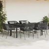 vidaXL Set de comedor de jard&iacute;n 7 piezas cojines rat&aacute;n sint&eacute;tico negro
