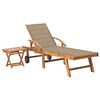 vidaXL Tumbona con mesa y coj&iacute;n madera maciza de teca