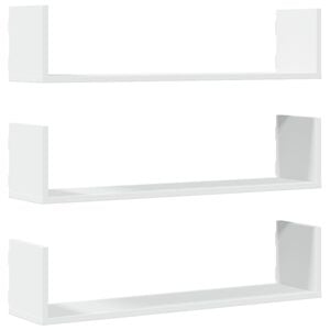 vidaXL Estantes de pared 2 uds madera ingenier&iacute;a blanca 80x18x18 cm