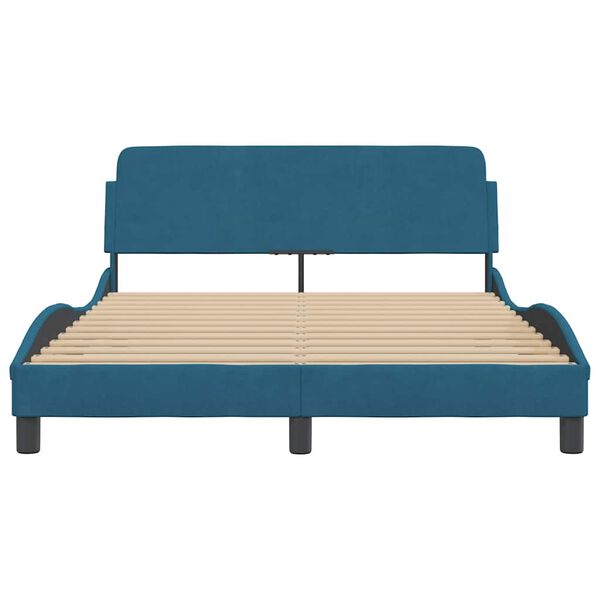vidaXL Estructura de cama con cabecero Dover terciopelo azul 140x190 cm