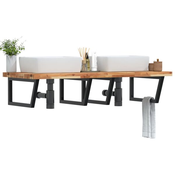 vidaXL Estante de lavabo de pared acero y madera maciza de acacia