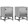 vidaXL Mesitas noche con puertas vidrio 2 uds gris Sonoma 35x37x50 cm
