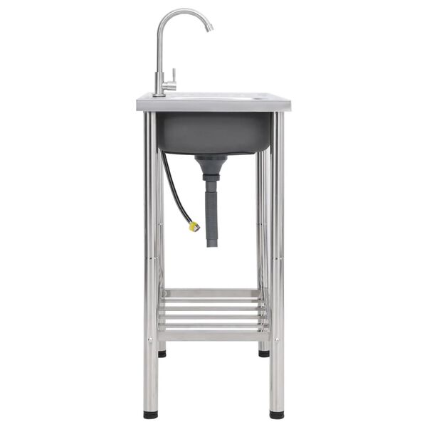 vidaXL Fregadero de camping de un seno y grifo acero inoxidable
