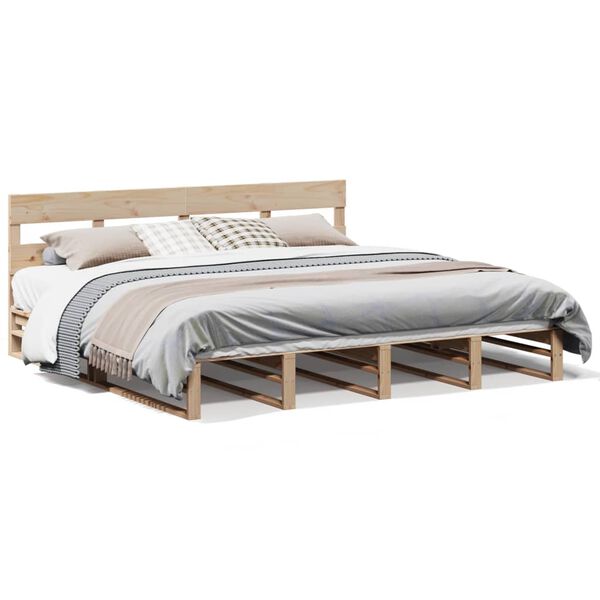 vidaXL Estructura de cama sin colch&oacute;n madera maciza de pino 200x200 cm