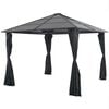 vidaXL Cenador con cortinas aluminio 3x3 m negro