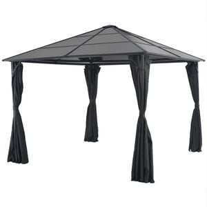 vidaXL Cenador con cortinas aluminio 3x3 m negro