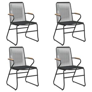 vidaXL Sillas de jard&iacute;n 4 unidades rat&aacute;n PVC negro 58x59x85,5 cm