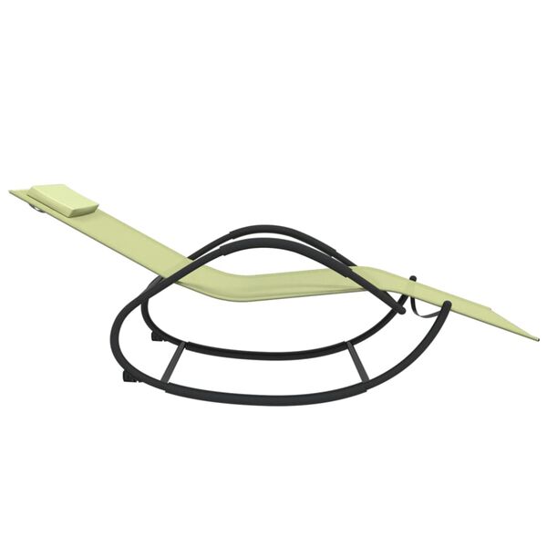 vidaXL Tumbona mecedora de acero y textileno crema