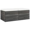 vidaXL Otomanas de palets de jard&iacute;n 2 pzas cojines madera maciza pino
