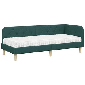 vidaXL Estructura de cama en esquina Verde oscuro 80 x 200 cm tela