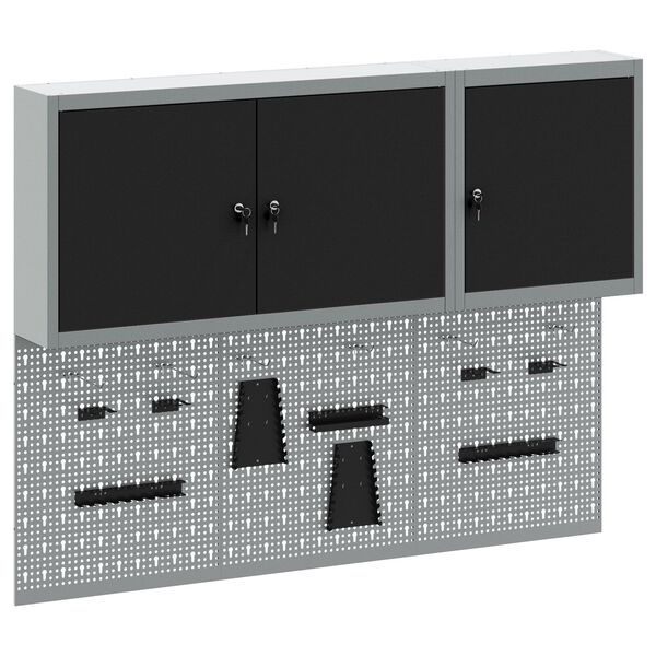 vidaXL Juego de Gabinete de Herramientas y Tabl&oacute;n 5 pcs Negro