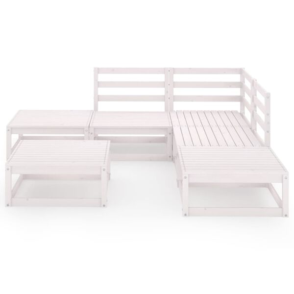 vidaXL Set de muebles de jard&iacute;n 6 piezas blanco madera maciza de pino