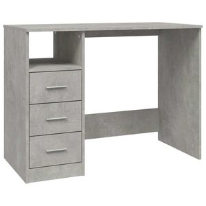 vidaXL Escritorio con cajones contrachapada gris hormig&oacute;n 102x50x76 cm