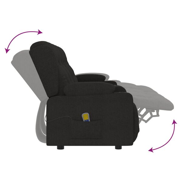 vidaXL Sillón de masaje reclinable 4 plazas con portavasos tela negro