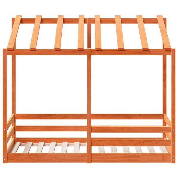 vidaXL Cama infantil con techo madera maciza pino marrón 70x140 cm
