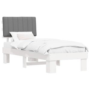 vidaXL Estructura de Cama con Cabecera Tapizada Gris Claro 75 x 190 cm