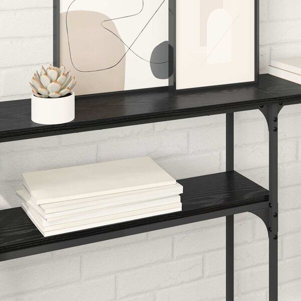 vidaXL MesaConsola Roble Negro 146 x 22.5 x 75 cm Madera de ingenier&iacute;a