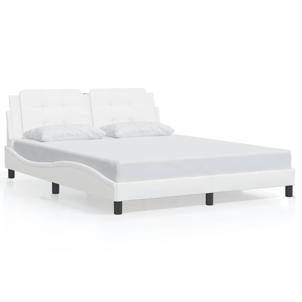 vidaXL Estructura de cama sin colch&oacute;n Zadar cuero sint&eacute;tico blanco 160x200cm