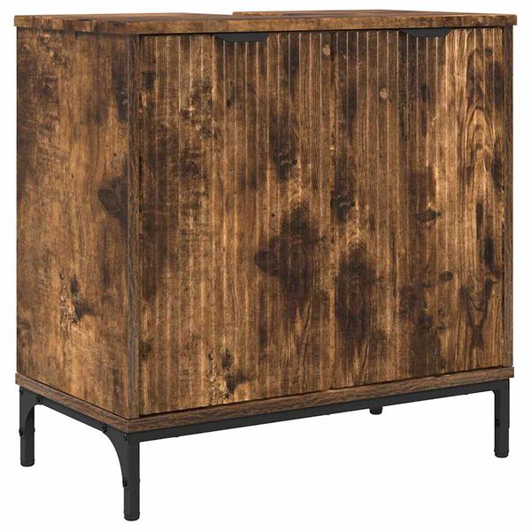 vidaXL Gabinete de Lavabo para Ba&ntilde;o Roble ahumado 60,5 x 33,5 x 61 cm