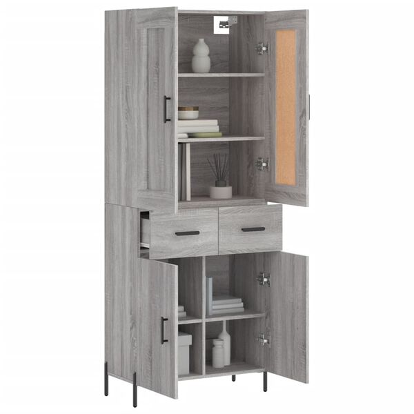 vidaXL Aparador alto madera contrachapada gris sonoma 69,5x34x180 cm