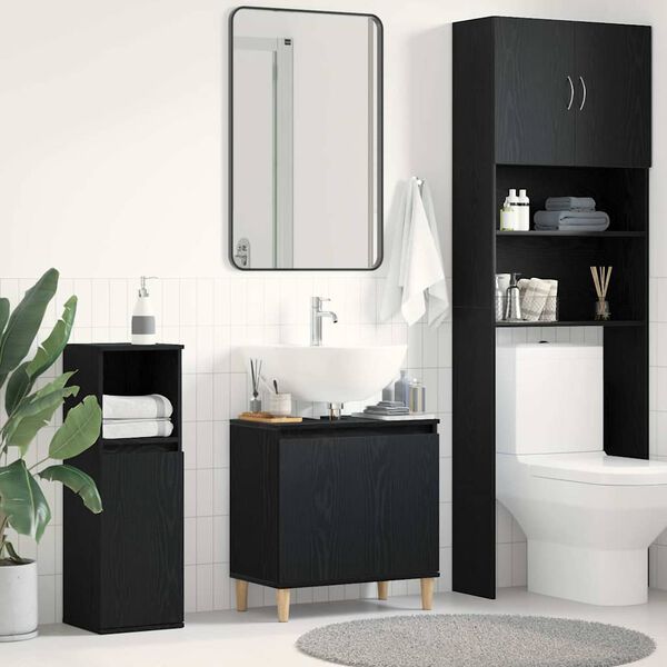 vidaXL Gabinete de Lavabo para Ba&ntilde;o Roble Negro 58 x 33 x 60 cm