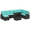 vidaXL Conjunto de sof&aacute; de jard&iacute;n 9 pcs Negro Polirat&aacute;n