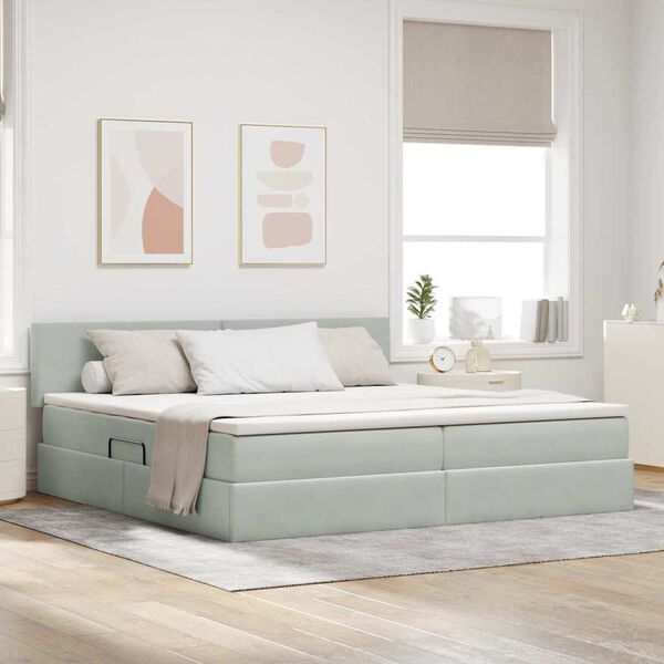 vidaXL Cama con almacenamiento Gris Claro 200 x 200 cm Terciopelo