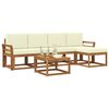 vidaXL Conjunto de sof&aacute;s de exterior con coj&iacute;n 6 pcs Natural y Crema