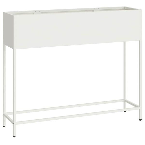 vidaXL Jardinera Elevada Blanco 100 x 26 x 82 cm Acero