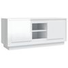 vidaXL Mueble de TV madera contrachapada blanco brillo 102x35x45 cm